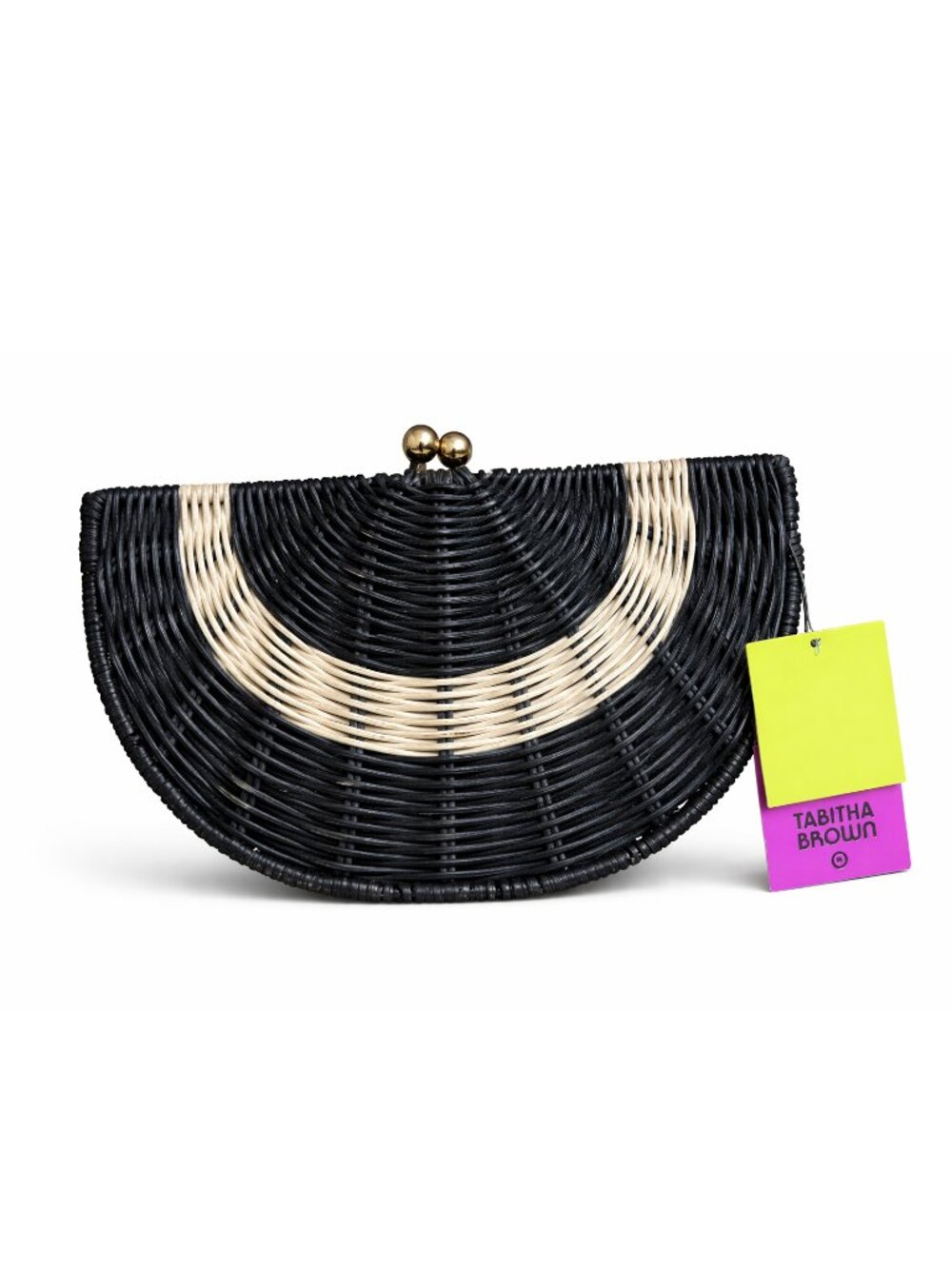 Tabitha Brown x Target Clutch Handbag Black Geometric Rattan NWT